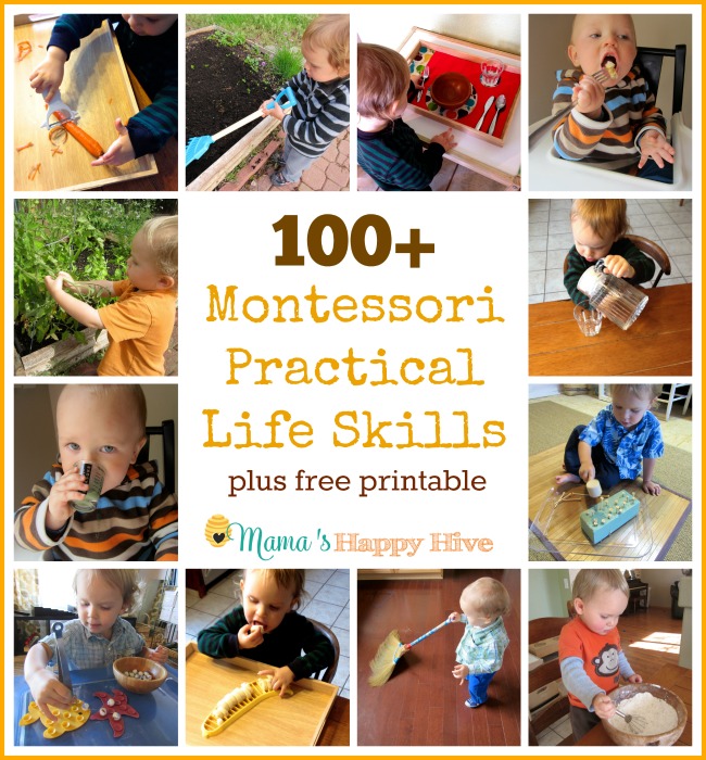100 Montessori Practical Life Skills - www.mamashappyhive.com